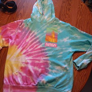 Hyper Space NASA Tie Dye Hoodie Sweatshirt Size Large Astronaut